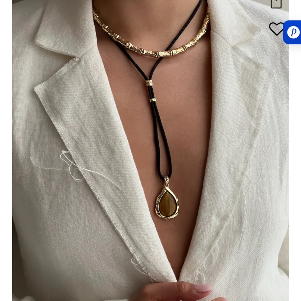 WeWoreWhat Hammered Tigers Eye Necklace